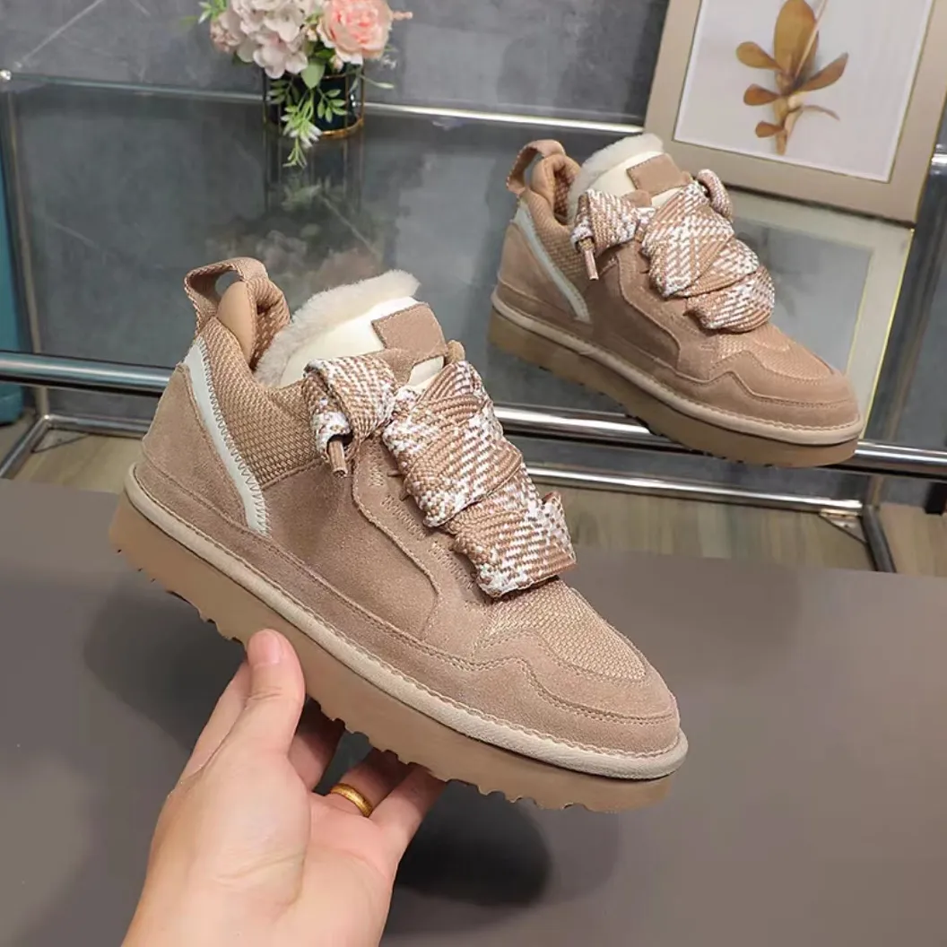 2024NewTrainers Sneakers Classic Damen Körbe Sand Wolle Schaffell Winter Leinwand Kalt Designer Echtes Leder Wildleder Läufer Herbst Winter