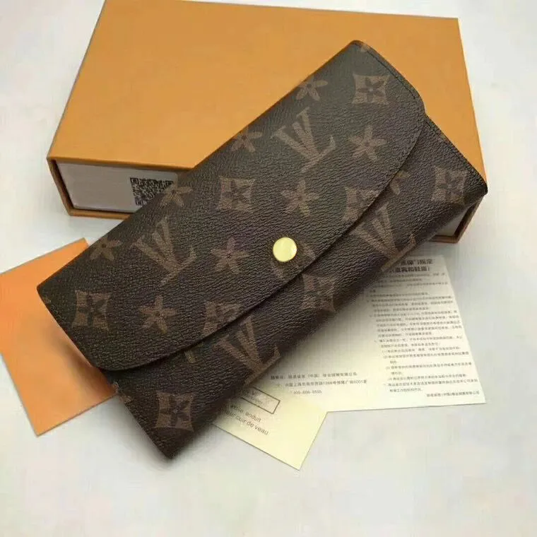 Portefeuille Sarah Wallet。高品質のレディースファッションエンベロープスタイルロングウォレットカードホルダーケース象徴的な茶色の防水キャンバスM60531 SAC