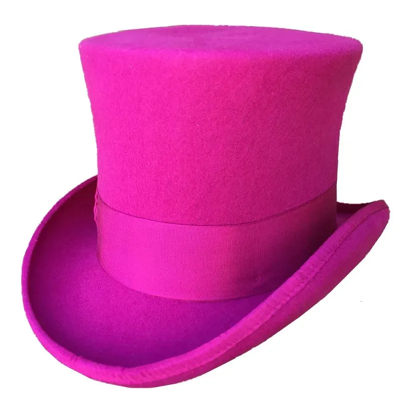 Wide Brim Hats Bucket Rose PINK Women Top Hat Victorian Cylinder Chimney Pot Steampunk Toppper 231110