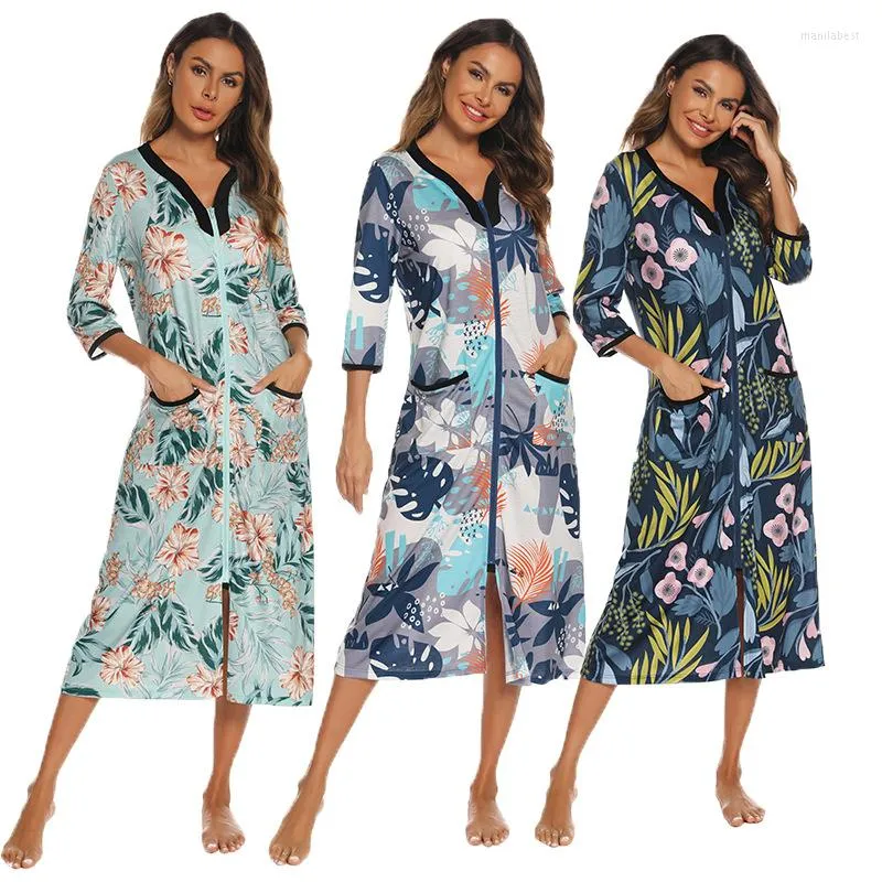 Print Flower Kimono Bathrobe Gown Sleepwear Spring Summer Women Long Robe  Nightgown Loose Casual Silk Satin Home Dressing Gown | Beyondshoping | Free  Worldwide Shipping, No Minimum!