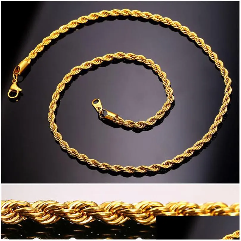 Kedjor guld mode rostfritt stål hiphop smycken rep kedja mens halsband drop leverans halsband hängen dhgarden otnry