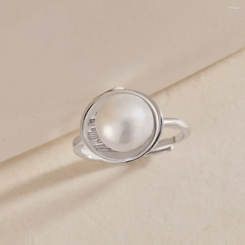 Cluster Rings Natural Freshwater Pearl Women S925 Sterling Silver Round Ring Female Luxury Jewelry Design Girl Gift Party Banquet