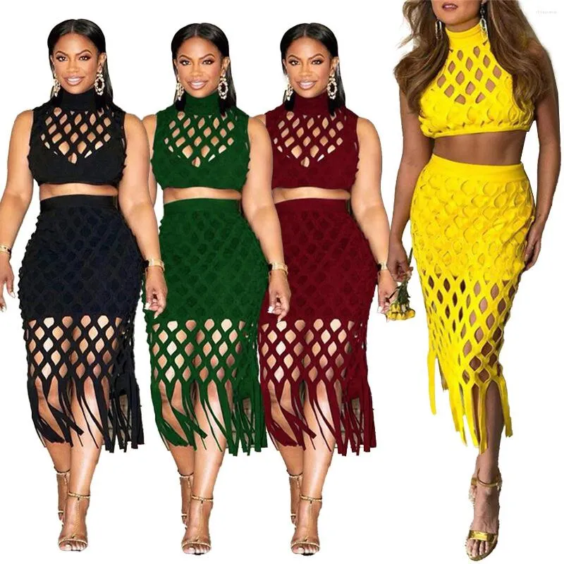 2023 Womens Crochet Fringe Tassel Two Piece Skirt Set In Perfect For Beach Summer Vacation And Work Outfits From Zhoujunwei 22.54 DHgate.Com