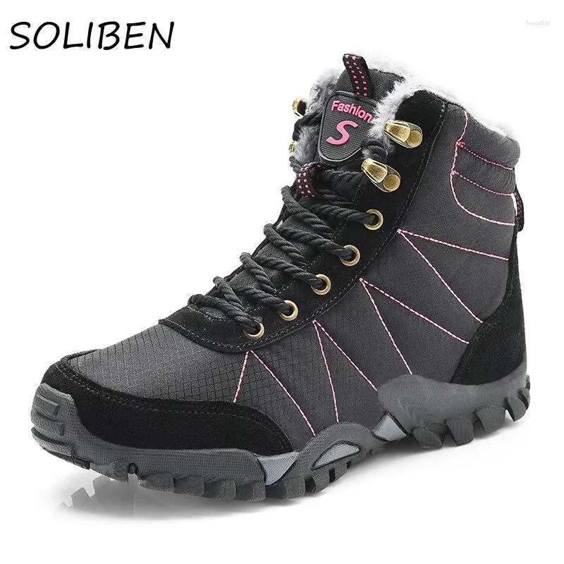 Boots Men's Winter Snow Non-slip Wear-resistant Thick Plush Warm Large Size 36-46 Couple Outdoor Sneakers Hiking