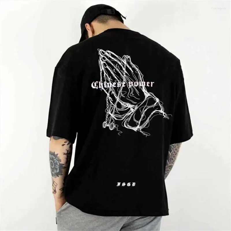 Erkek Tişörtler Erkekler büyük boy tişört moda hip hop spor salonları single pamuklu gevşek vücut geliştirme zindelik yuvarlak boyun tshirt