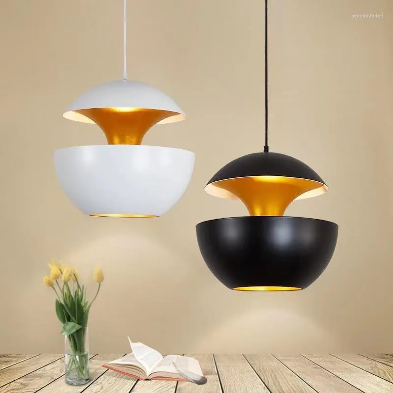 Pendant Lamps Modern Apple Led Chandelier Black White E27 Lampshade For Dining Room Tables Kitchen Bedroom Lights Home Decor Fixture