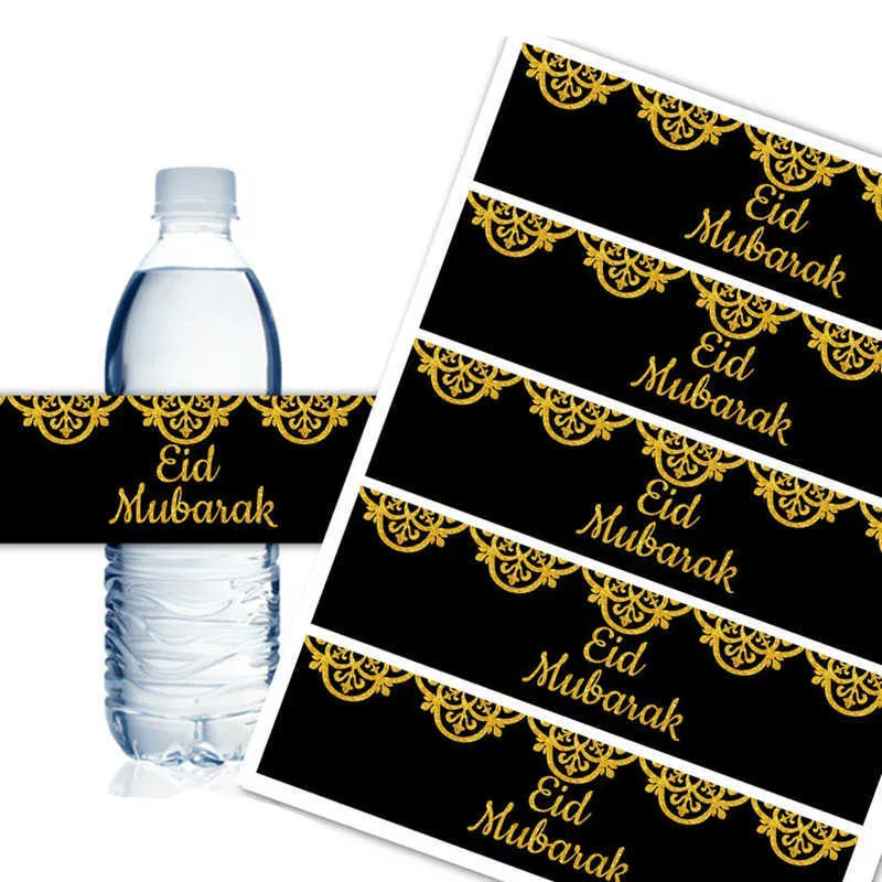 4 PC Confezione regalo 61020 pezzi Eid Mubarak Etichette per bottiglie Involucro adesivo adesivi 2023 Ramadan Musulmano Islamico Festival Decorazione del partito Eid alfitr Z0411