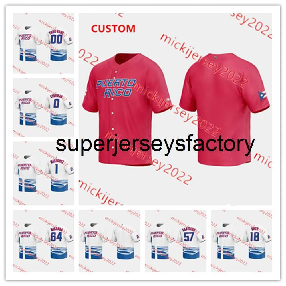 ₩18,844에서 Supe Custom Stitched 2023 WBC Puerto Rico 야구 저지 남성 Mens Youth