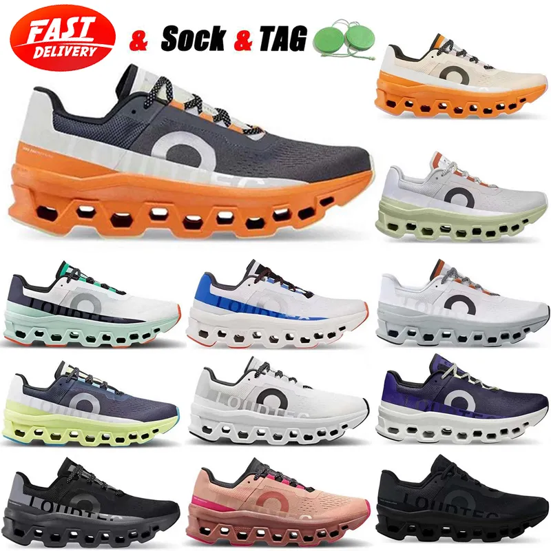 Ny CloudMonster Running Shoes Lätt dämpad OnClouds Eclipse Turmeric Iron Hay Lumos Black Men Women Trainer Sneaker