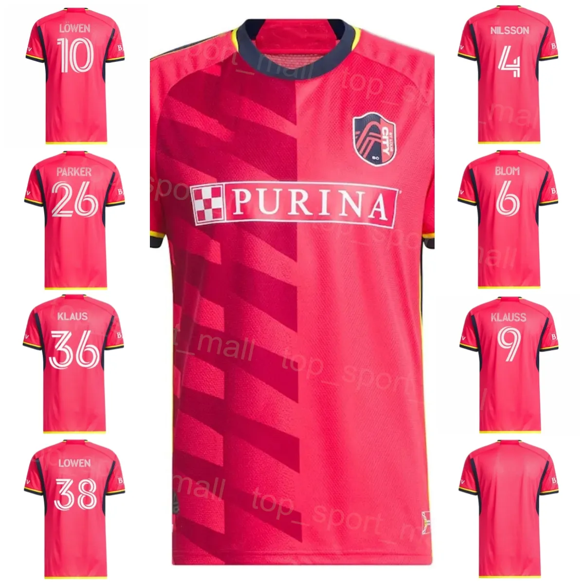 St. L OUISサッカージャージ9 Klauss 10 Lowen 8 Stroud 11 Gioacchini 22 Hiebert 7 Ostrak 19 Vassilev 24 Bartlett 21 Alm 2 Nerwinski Football Shirt Kits Uniform 2023 2024 FC