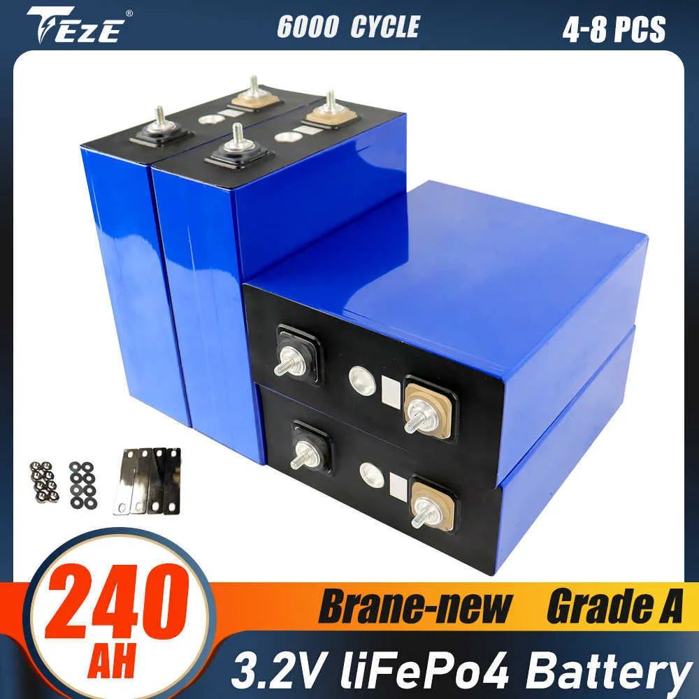 4-8pcs 3.2V 240Ah Lifepo4 Batteria Grado A Al Litio Ferro Fosfato Cella Ricaricabile Stoccaggio Solare Golf Cart RV Boat EU Tax Free