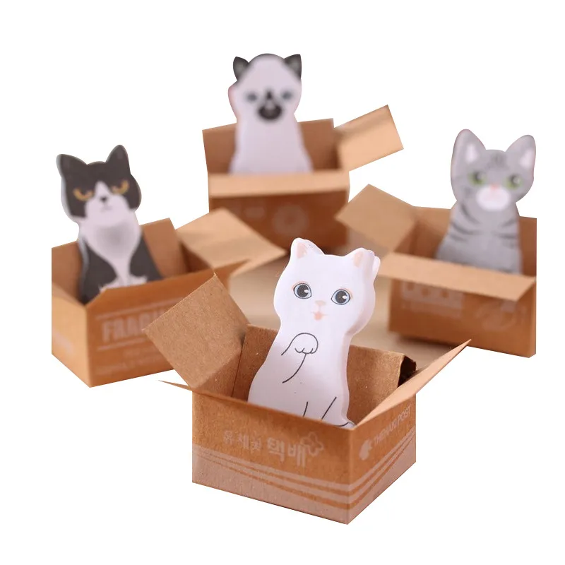 귀여운 개 고양이 상자 메모 패드 스티커 노트 플래너 스티커 패드 한국 문구 도매 1500pcs