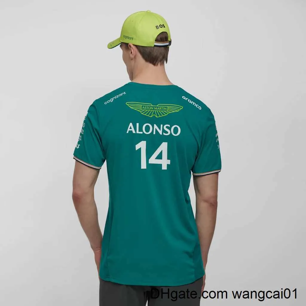 T-shirts masculina Bolsas de noite 2023 Aston Martin F1 camisetas da equipe de corrida espanhola Fernando Alonso 14 e Stroll 18 camisetas grandes 4113