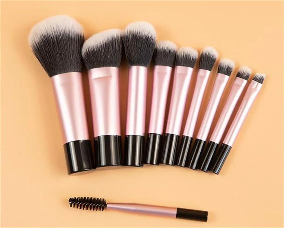 Conjunto de pincéis de maquiagem protable, minicosmético, pó, base, blush, florescendo, sobrancelha, sombra, kit de pincel de mistura, frete grátis