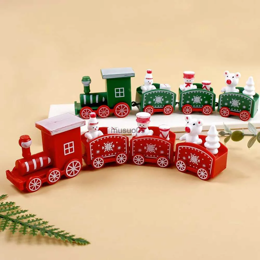 Dekoracje świąteczne plastikowe pociąg świąteczny Wesołych dekoracji świątecznych do domu 2023 Cristmas Ornament Xmas Navidad Noel Prezenty Szczęśliwego Nowego Roku 2024L231111