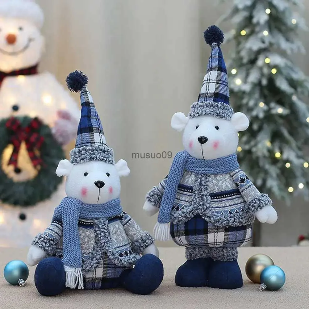 Decorações de Natal Boneca de Urso de Natal Ornamento de Pelúcia Macio Animal de Pelúcia Boneca de Urso Traje de Malha Lenço de Malha Casa Criativa Foto Adereços Presente de NatalL231111