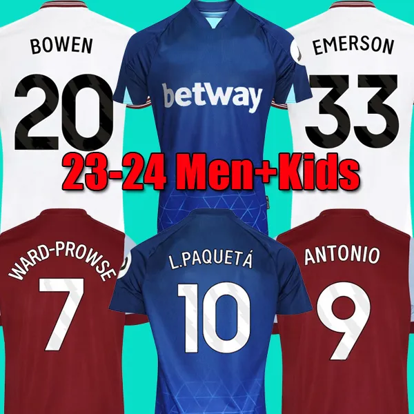 WARD-PROWSE L.PAQUETA 23 24 maglie da calcio BOWEN ANTONIO EMERSON SOUCEK DOWNES ALVAREZ BENRAHMA INGS 2023 2024 top terzo 3a maglia blu da calcio uniformi