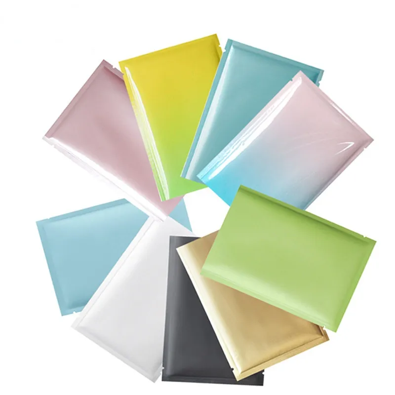 Küçük renkli mat açık üst alüminyum folyo torbalar şeker tozu çay bitkisel deneme hediyeleri ısı sızdırmazlık ambalaj torbaları