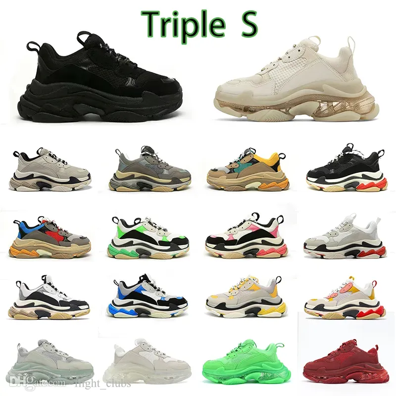 Triple S Beige Sneaker Herren Damen Beige Sneaker, klobige Schuhe, dicker Boden, Dad-Schuh, Freizeitschuh, Sneaker, Box inklusive Outdoor-Sneaker