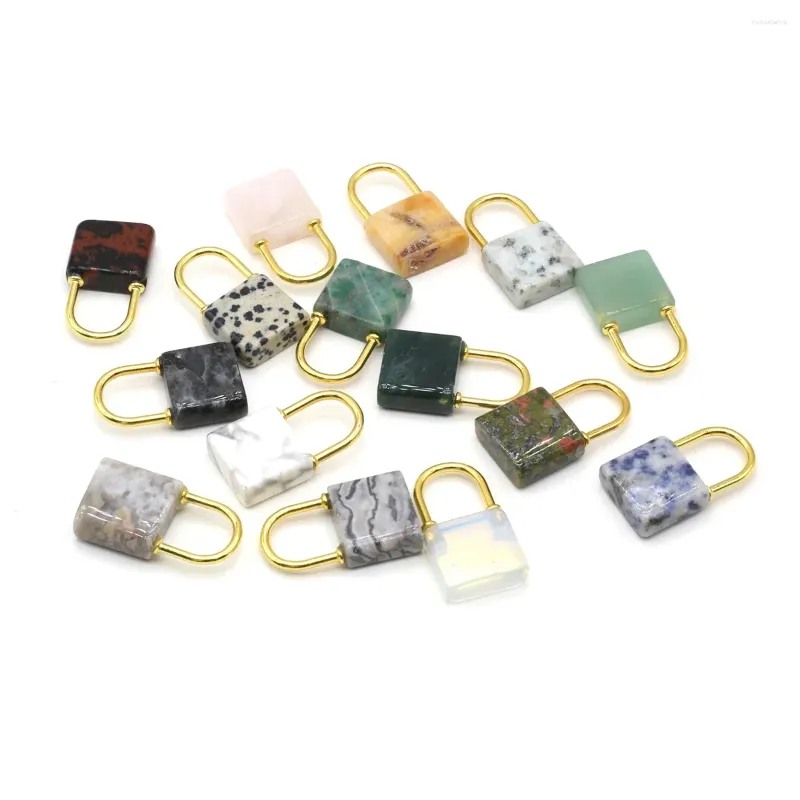 Pendant Necklaces Natural Stone Faceted Lock Shape Gemstone Exquisite Charms For Jewelry Making Diy Bracelet Necklace Accessories Gifts