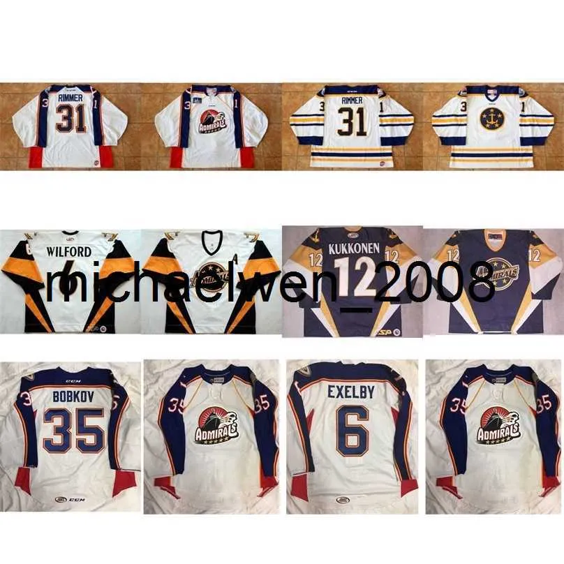 Weng Mens Womens Kids 2017 Customize ECHL Norfolk Admirals 6 Marty Wilford 12 Lasse Kukkonen 6 Exelby Stitched Hockey Jerseys Goalit Cut