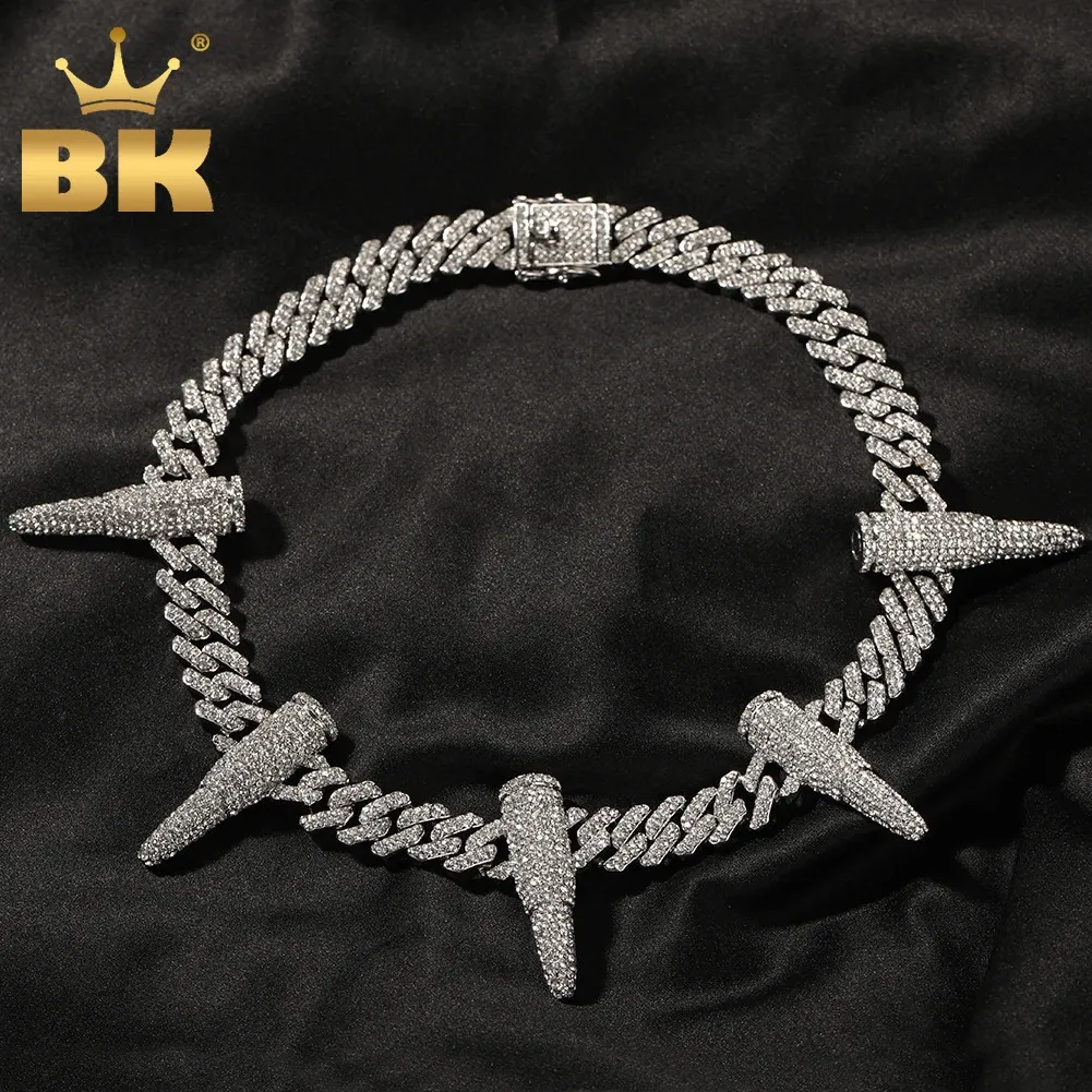 قلادة قلادة القلادة بلينغ كينغ بروفيت زنك سبيكة 12mm Slink Miami Cuban Chain Hiphop Mens Iced Out Bling Fashion Punk Jewelry 231110