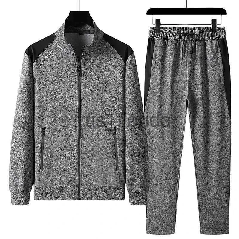 Fatos de treino masculinos M-5XL moletons grandes + calças de moletom 2 pic jaqueta casaco masculino calças casuais malhar roupas esportivas jogging jogger conjuntos para homens j231111