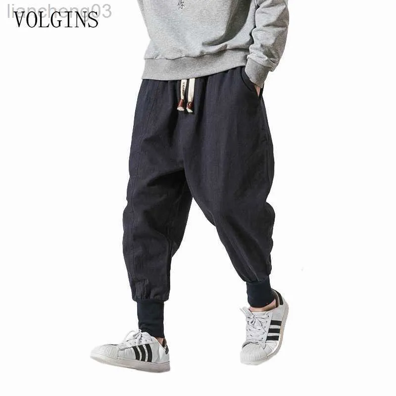 Herenbroek streetwear mannen harembroeken Japanse stijl casual katoenen linnen broek man jogger broek Chinese baggy broek plus maat 5xl w0411