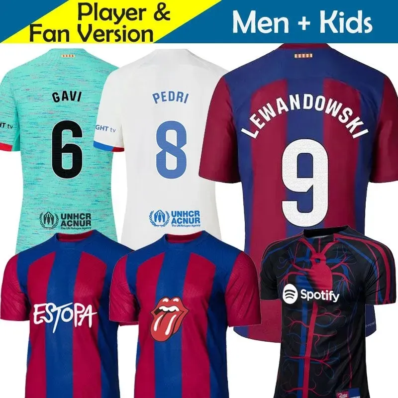 23 24 Lewandowski Pedri Gavi Barcelonas Soccer Jerseys Gundogan Ter Stegen Ansu Fati F.