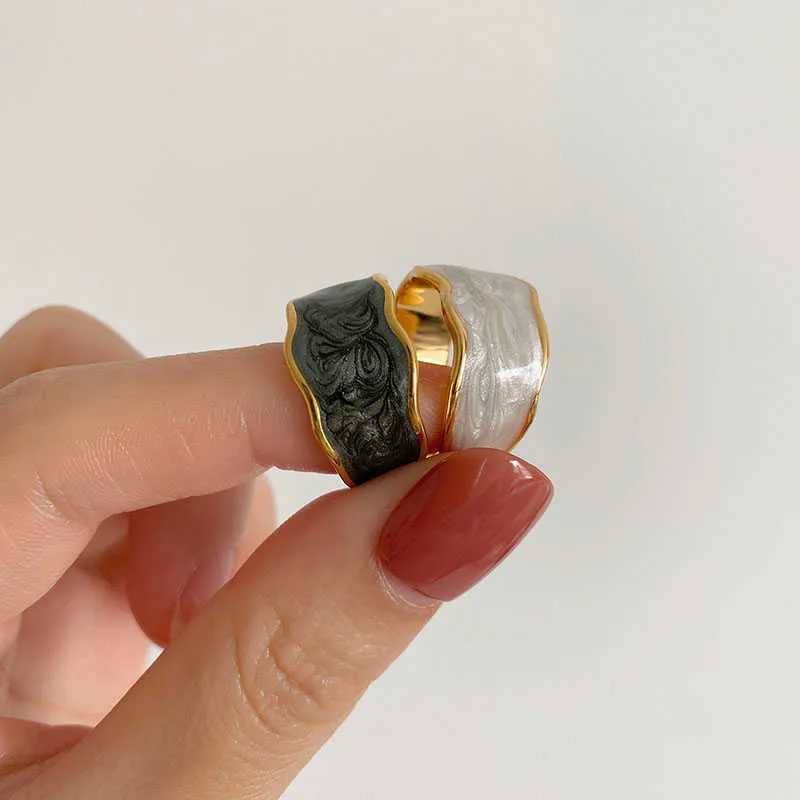 Band Ringe Mode Emaille Breite Ring für Frauen Männer Punk Multicolor Einstellbare Vintage Metall Zeigefinger Ringe Schmuck Party Geschenk Heiße Neue P230411