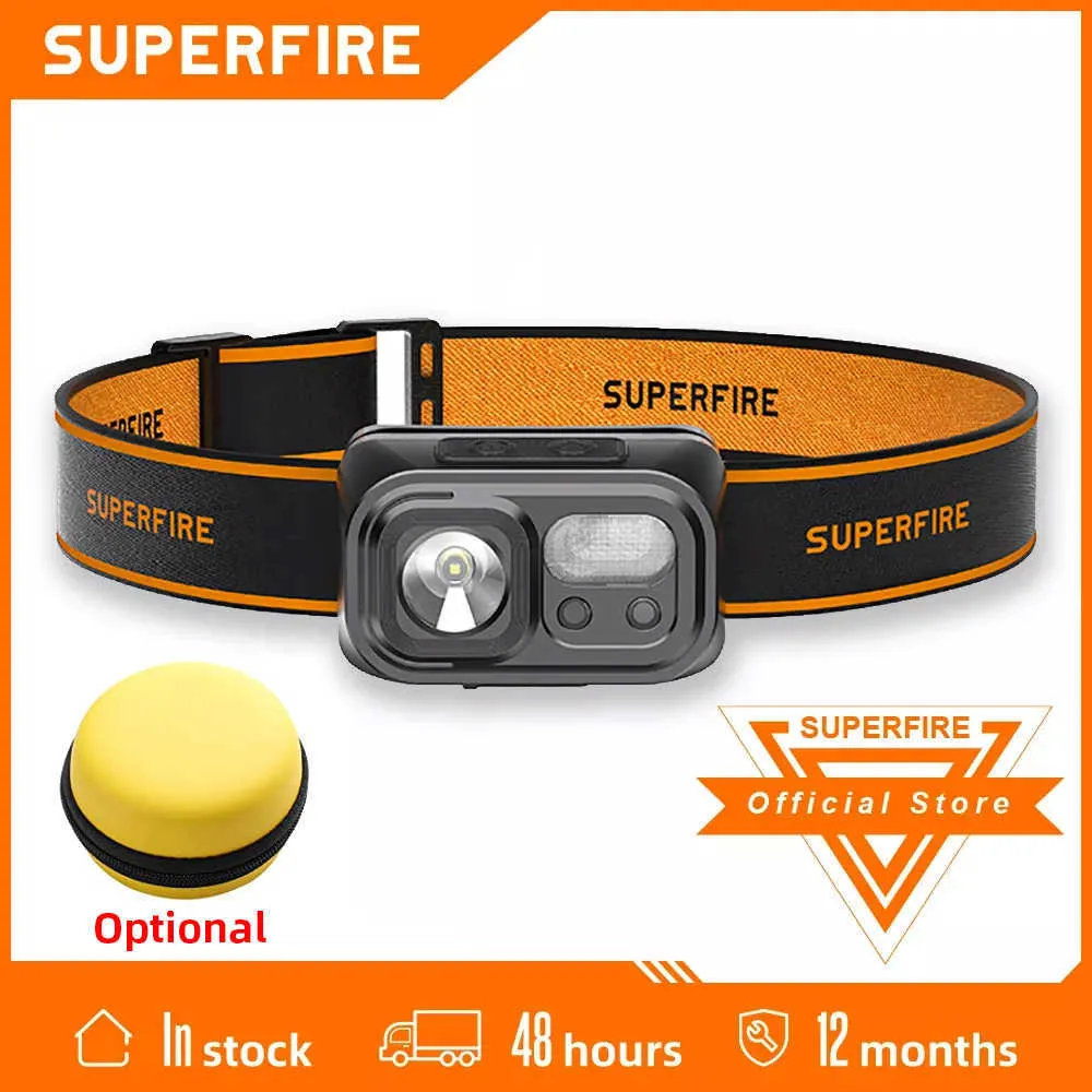 Huvudlampor Superfire HL23 Mini Super Bright LED -strålkastarinduktionstrålkastare USB C Uppladdningsbar Portable Head Falllamp Camping Fishing P230411