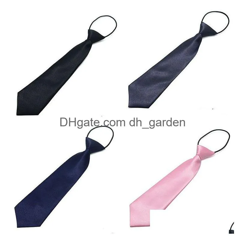 Cravates de haute qualité Couleurs solides Cravate Enfants Garçons Cravates réglables Satin Cravate élastique Accessoires de vêtements Drop Dhgarden Dhndc