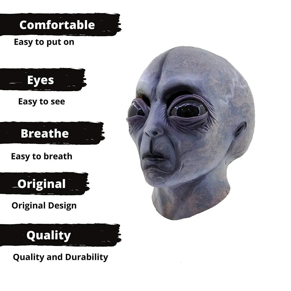 Party Masks 2023 UFO Alien Helmet Halloween Cosplay Latex Headgear ...