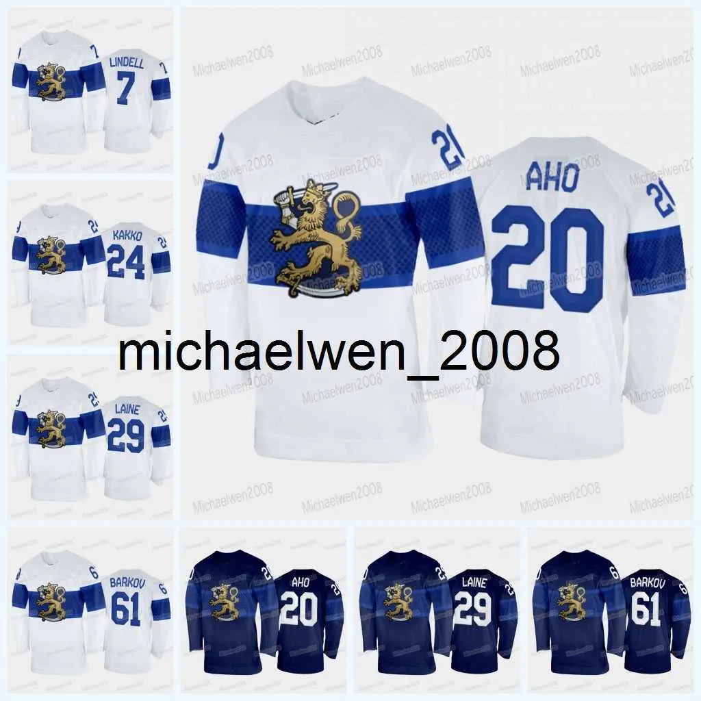 Weng Team Finland 2022 Beijing Winter Hockey Jersey Aleksander Barkov Tuukka Rask Juuse Saros Patrik Laine Kaapo Kakko Sebastian Aho Esa Lindell