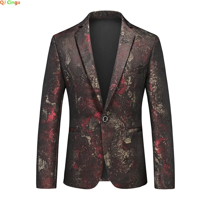 Ternos masculinos Blazers Outono Terno Jaqueta Masculina V Collar Único Botão Vestido Casaco Festa de Casamento Masculino Blazers Azul Vermelho Preto Disponível M-5XL 6XL 231110