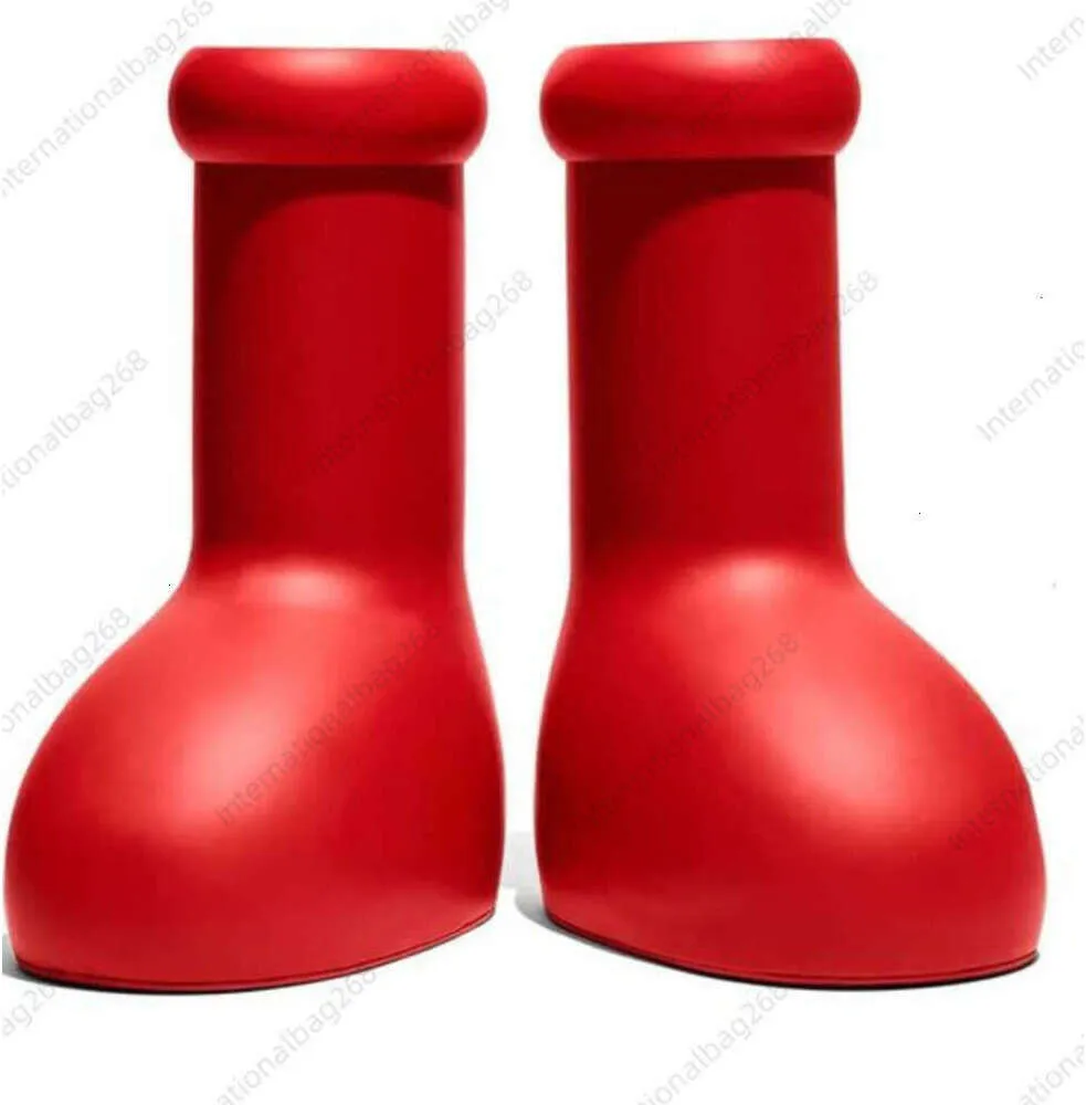 2023 New MSCHF Big Red Boot Astro Boy Cartoon Boots Men Women smooth rubber rain mens womens round toe fashion boots cute knee boots 302ESS