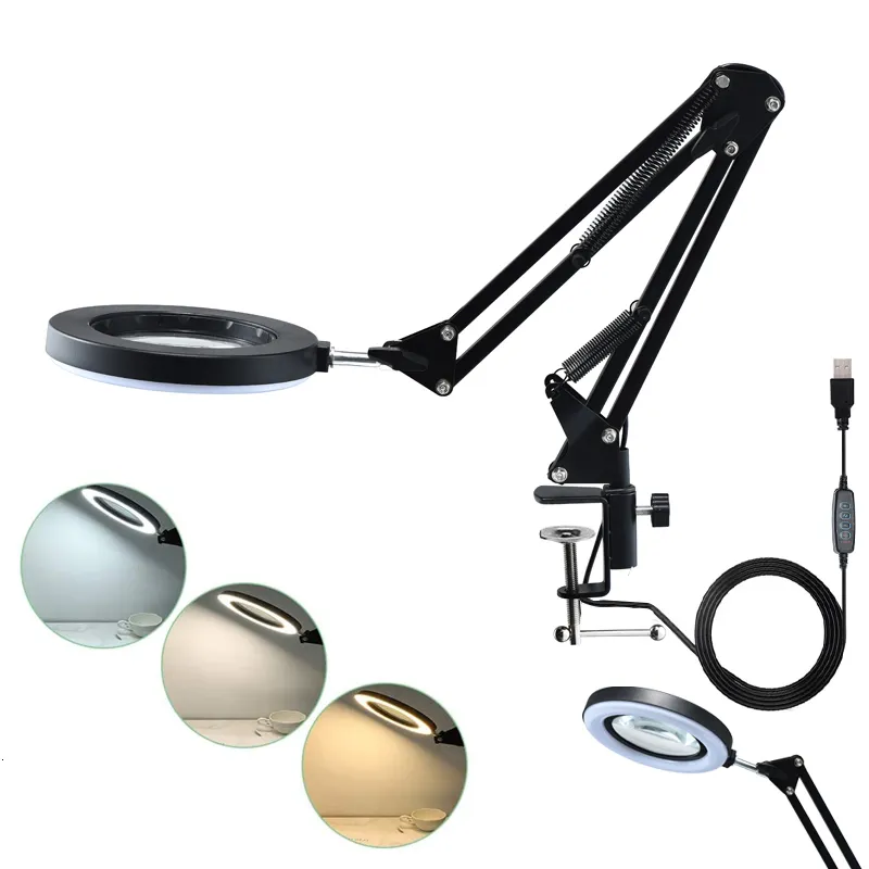 10X Magnifier Lamp Big Lens Flexible Rotation Desktop Magnifying Glass for  Soldering Iron Repair/Table Lamp/Skincare Beauty Tool