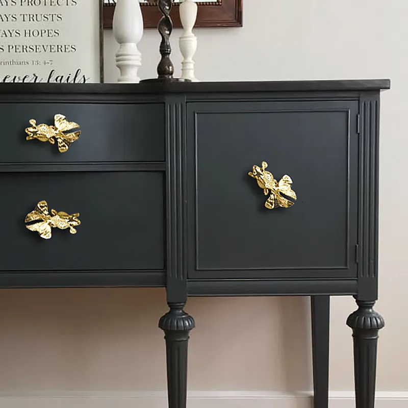 厨子　御札 Bee Drawer Pulls Goldfish Shape Solid Brass Retro Knobs Door