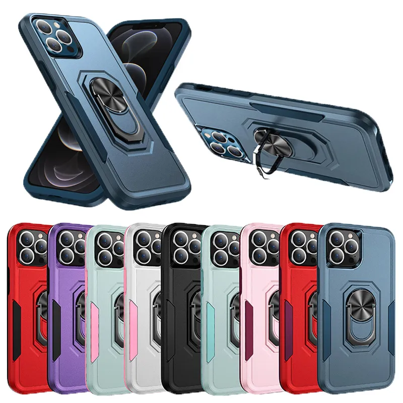 Rüstung stoßfeste Kickstand-Handyhüllen für iPhone 15 Pro Max 14 Plus 13 12 11 ProMax Hochleistungs-2-in-1-Designer-Telefonhülle mit magnetischer Autohalterung
