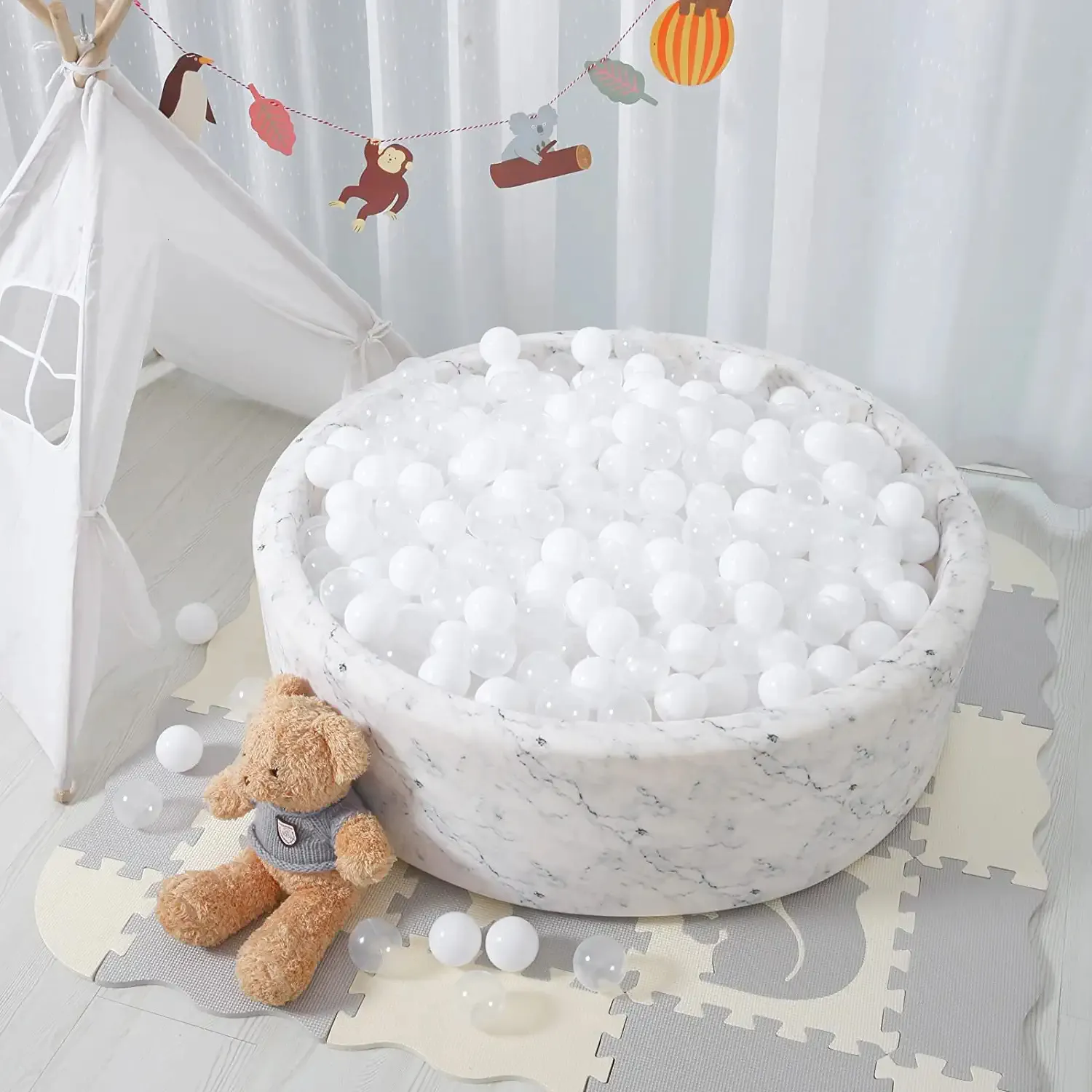 100 White Ball Pit Balls - BPA Free, Crush Proof. Kids' Fun, Play Tents ...