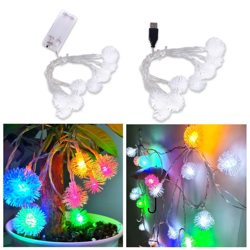 Strings LED Pissenlit String Lights1.5M 3M USB alimenté par batterie adapté à la famille de mariage fête de Noël décoration extérieure blanc RGBLED