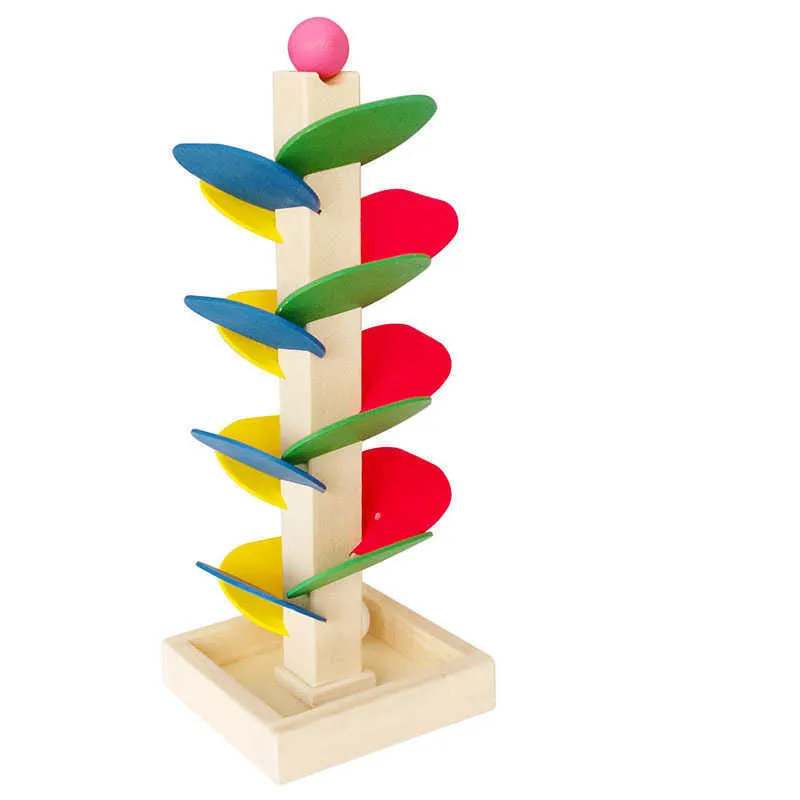 Leaf Tower Ball Building Block Game Colorful Desmontering och hällande träbarns pusselmonteringsleksaker
