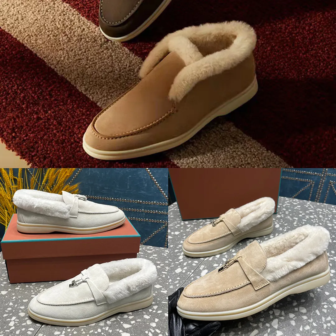 Tasarımcılar Ayakkabı Kürk ayak bileği botları 35-47 Erkekler Kadın Sıcak Yün Toka Kalite Kaşmir Loafers Yüksek Elastik Sığır Tendon Alt Erkekler Kadın Unisex Casual Elbise Ayakkabı