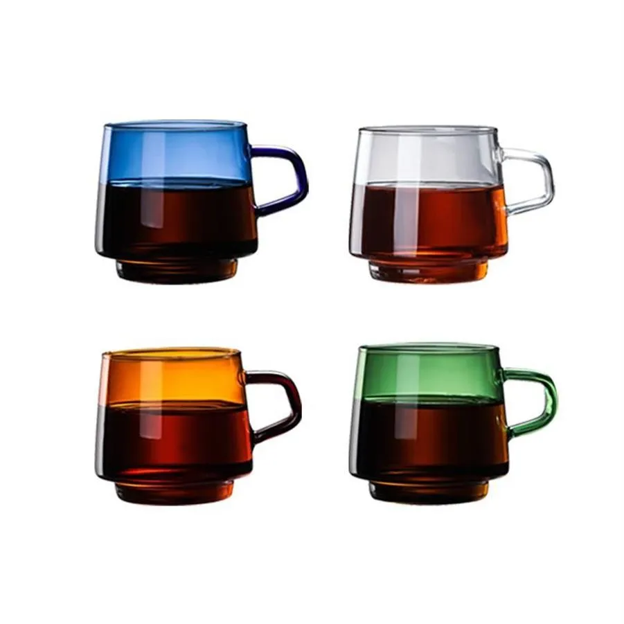 Tasses soucoupes haute température ambre tasse à café tasse monocouche Ins ménage petit déjeuner verre lait Tceacup Double arabe Set222t