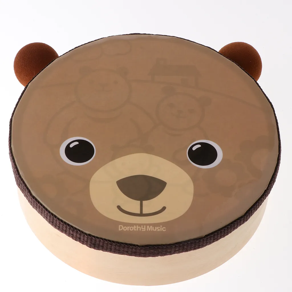 Cartoon Bear Pattern Drum Musical Toy Percussion Instrument med trumpinnar rem för barn barn