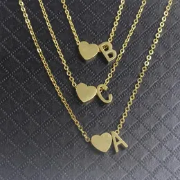 Pendant Necklaces Gold Heart Letter A B C D E F G H I J K L M N O P Q R S T U V W X Y Z Charm Necklace For Women BFF Birthday Gift253o