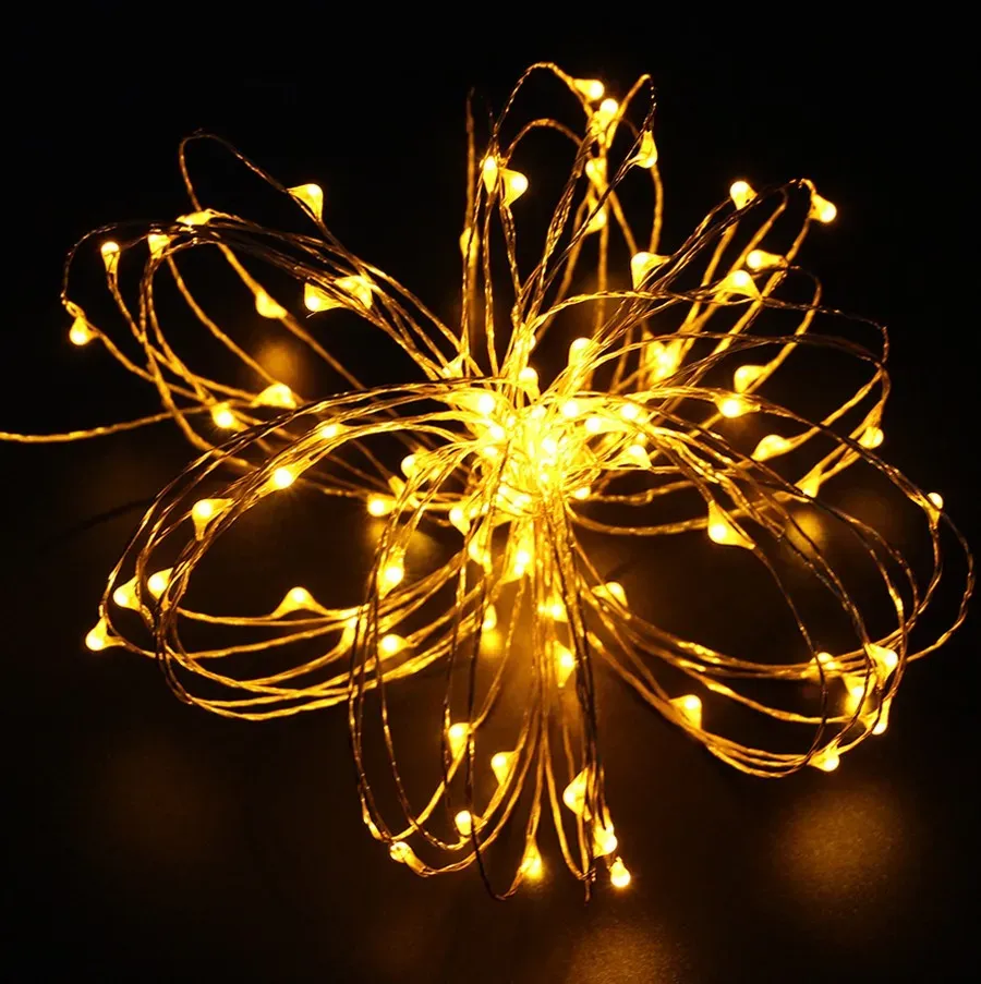 8 färger 10m 100 LED Copper Wire LED String Light Starry Light Outdoor Garden Christmas Wedding Party Decoration LL
