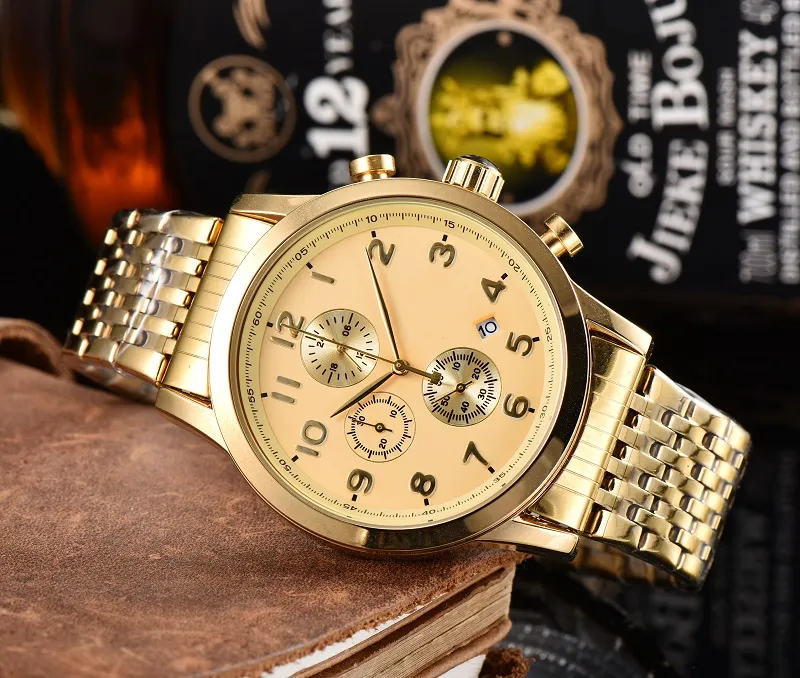 Zegarki na nadgarstki Bos dla mężczyzn 2023 Zegarki męskie Wszystkie tarcze Work Watch Watch Wysokiej jakości najlepsza luksusowa marka Chronograph Clock Modna Moda Pasek Montre de Luxe Type dwa