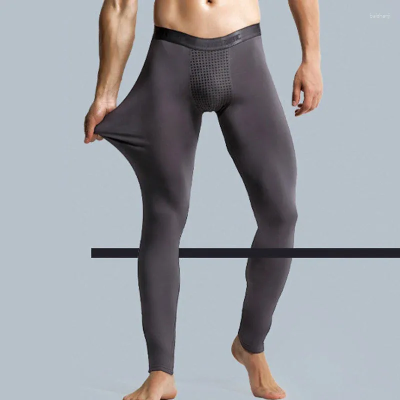 Męska bielizna termiczna męska Magnes Magnes Long Johns Mężczyzna cienkie miękkie modalne legginsy seksowne szczupłe spodnie u-convex męski salon czarny