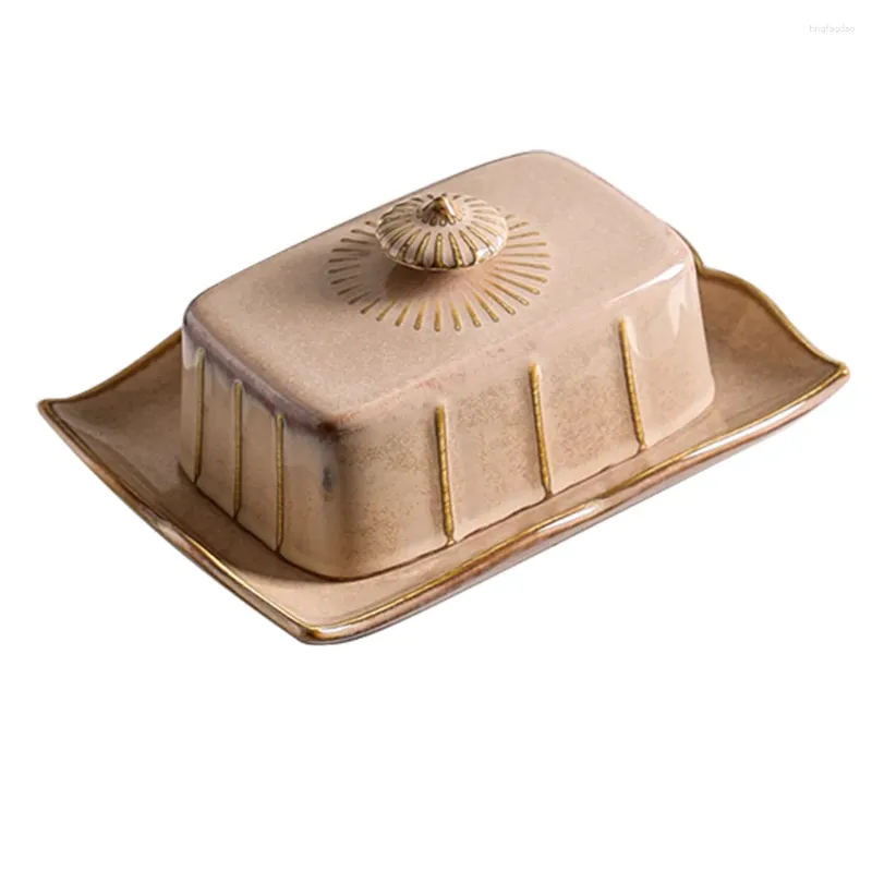 Dinnerware Sets Ceramic Butter Box Square Cake Pan Cheese Dish Plate Dessert Ceramics Serving Storage Tray Cookie Cover Plates Dinner